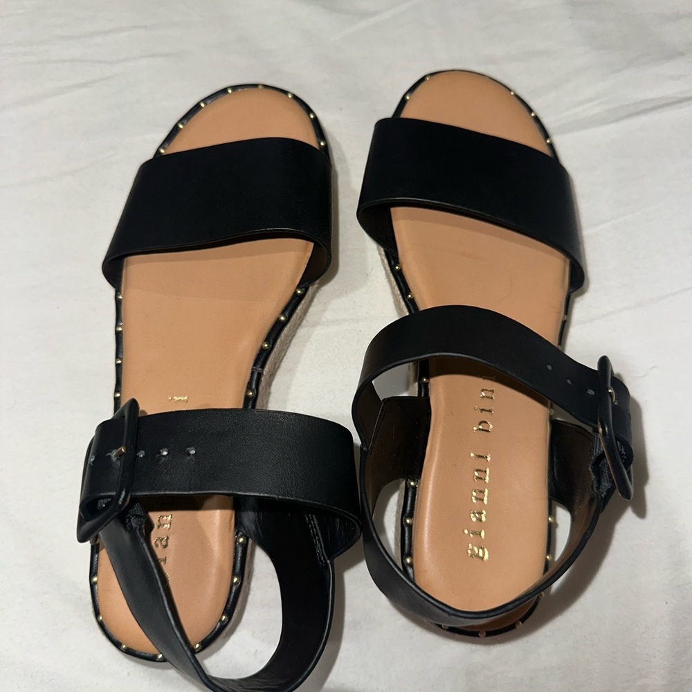 Gianni Bini Black Sandals with Gold Accents